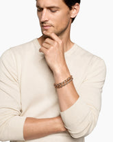 Curb Chain Bracelet in 18K Rose Gold with Cognac Diamonds, 18mm